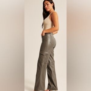 Abercrombie Green Curve Love 90s Relax High Rise Vegan Leather Cargo Pant